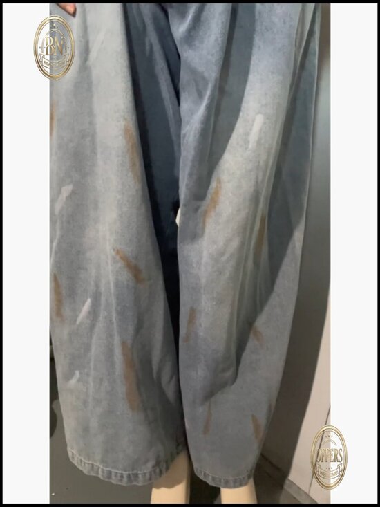 Denim Jumpsuit Short Sleeve Button Down Wide Leg Palazzo Pants Romper - Picture 7 of 7